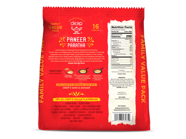 Paneer Paratha Family Pack (16 pieces) (51.9oz)