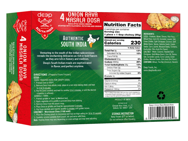 Onion Rava Masala Dosa 4p-14oz