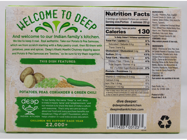 Potato & Pea Samosas (8 pieces) (7.5oz)