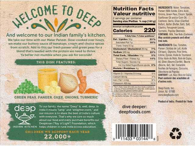 Matar Paneer with Rice